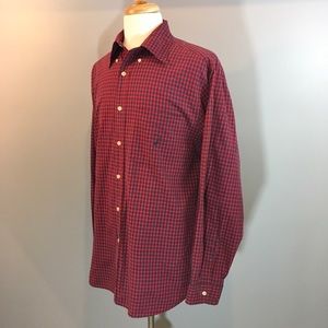 NAUTICA Men’s Red Check Plaid Button-Down Shirt L
